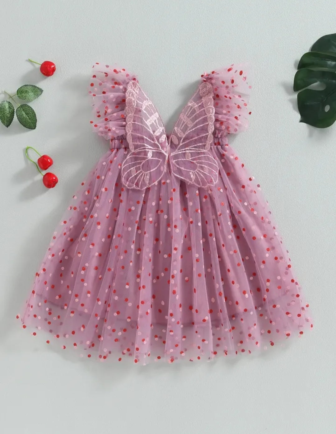 Polka Butterfly Plum Tulle Dress 