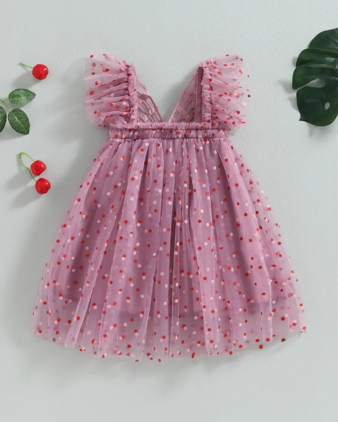 Polka Butterfly Plum Tulle Dress 