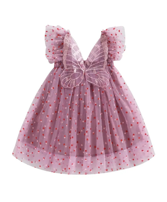 Polka Butterfly Plum Tulle Dress 