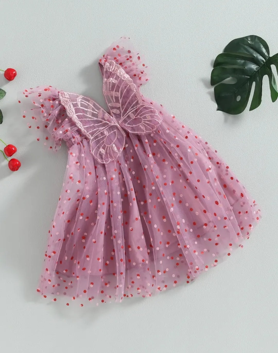 Polka Butterfly Plum Tulle Dress 