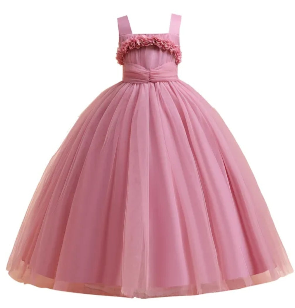 Pink Special Occasions Dress with Floral Detail 