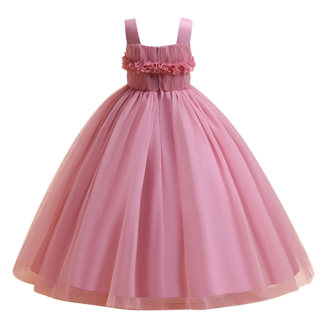 Pink Special Occasions Dress with Floral Detail 