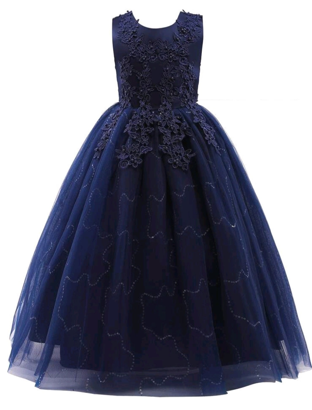 Navy Special Occasions Dress with Floral Detail #1000983