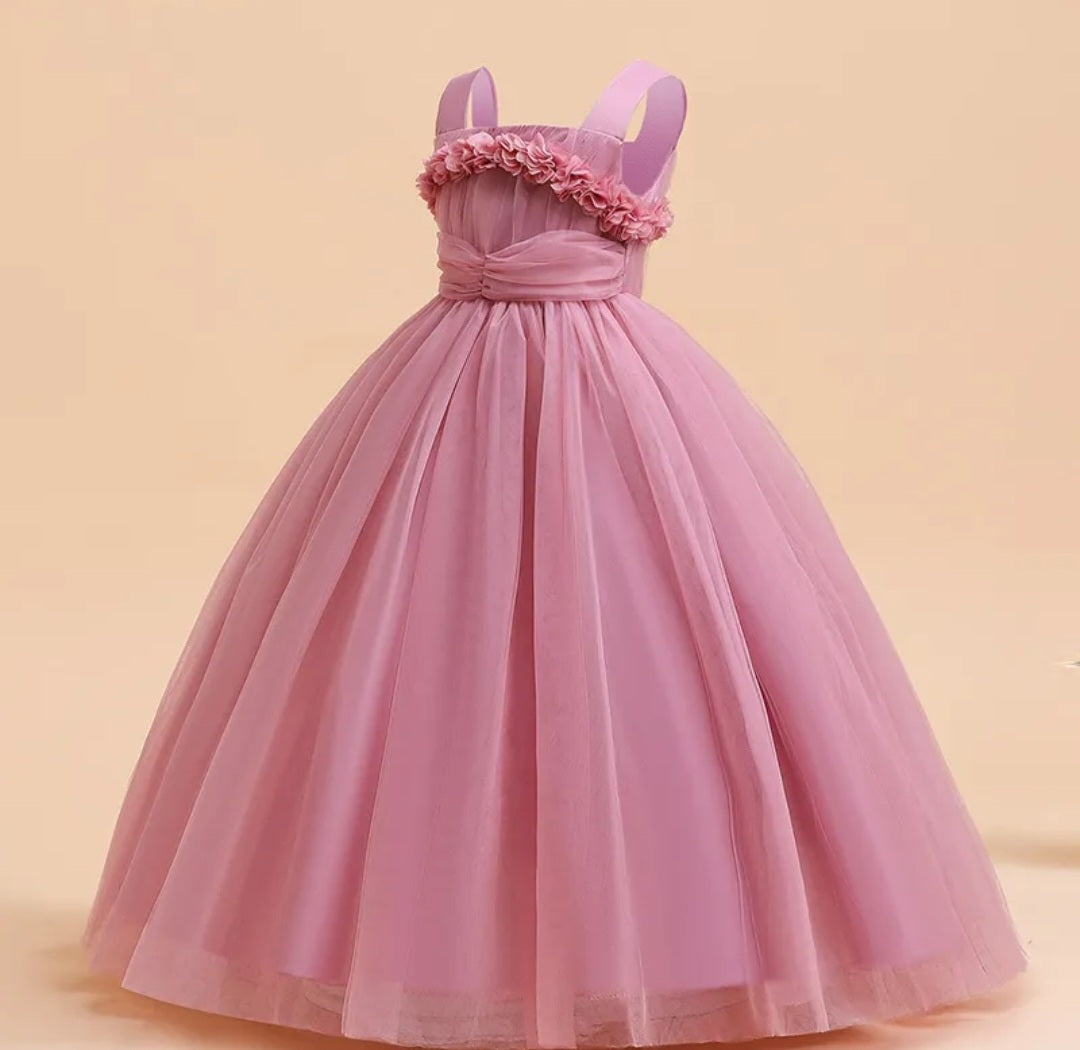 Pink Special Occasions Dress with Floral Detail 