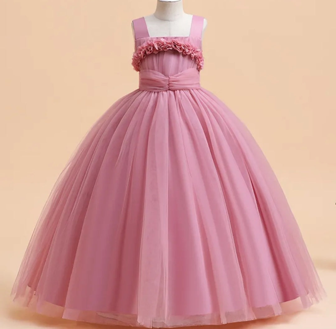 Pink Special Occasions Dress with Floral Detail 