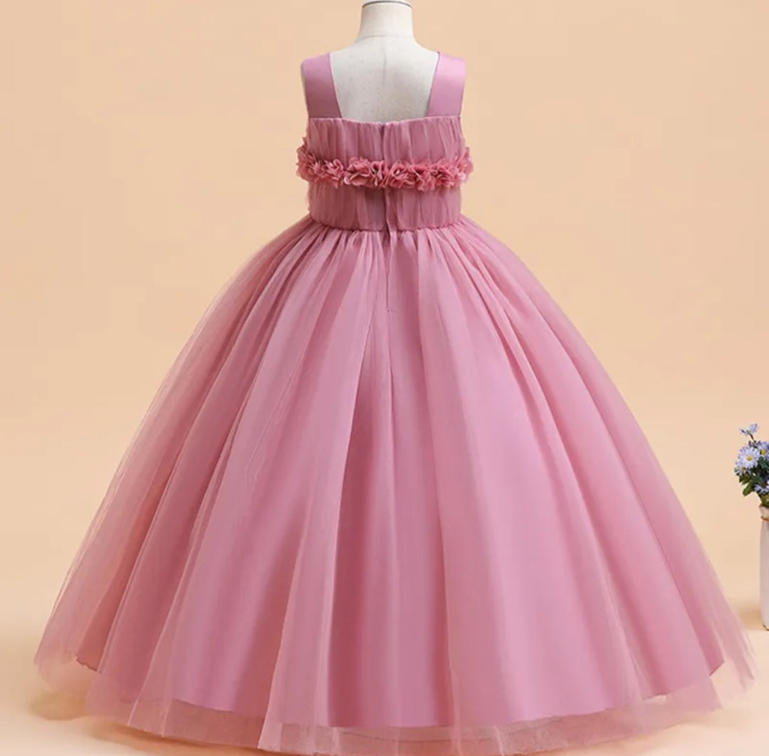 Pink Special Occasions Dress with Floral Detail 