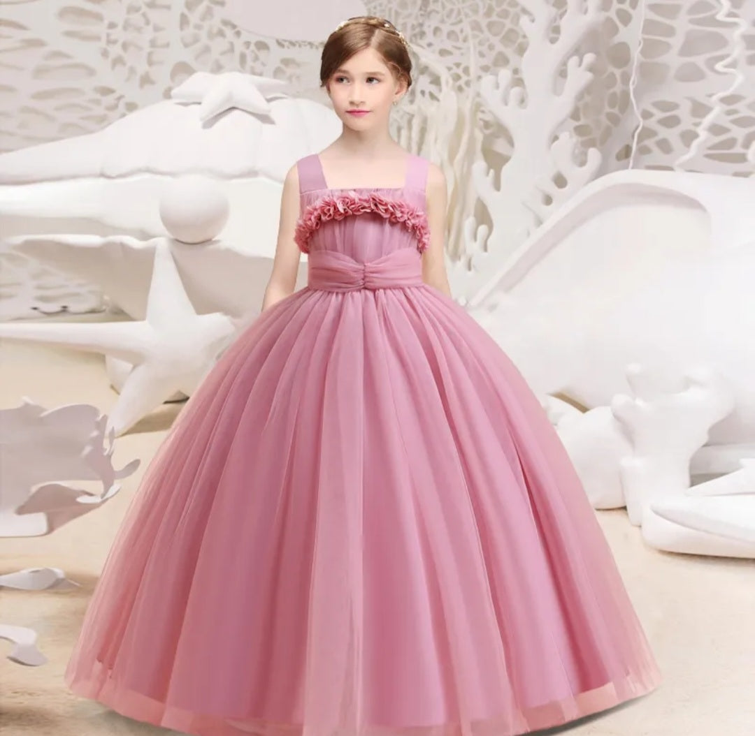 Pink Special Occasions Dress with Floral Detail 