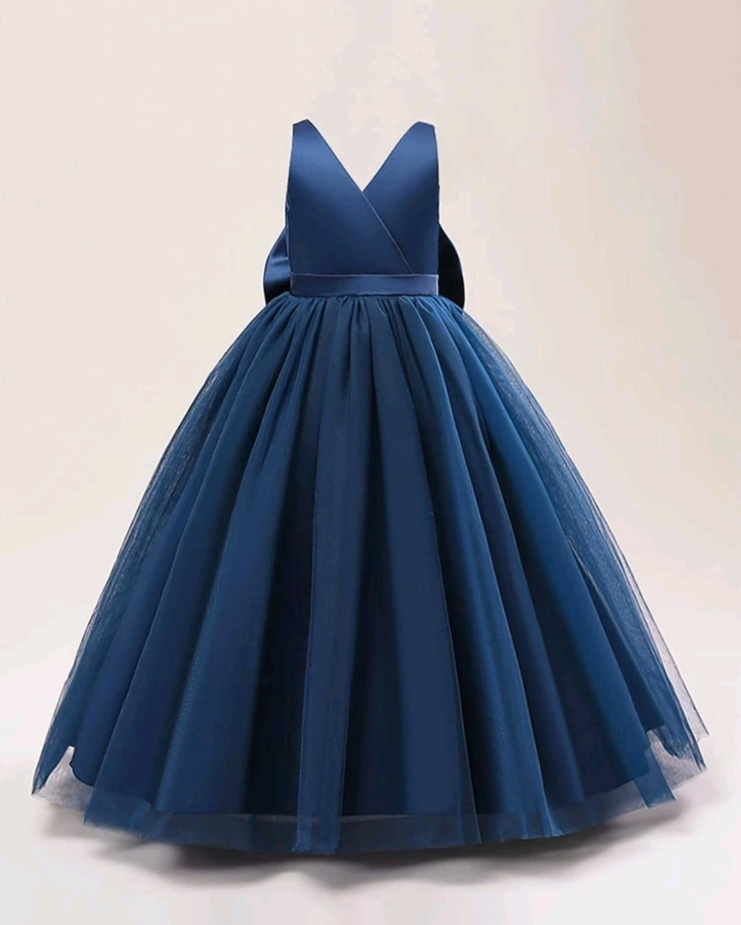 Navy Special Occasions Dress with Big Bow