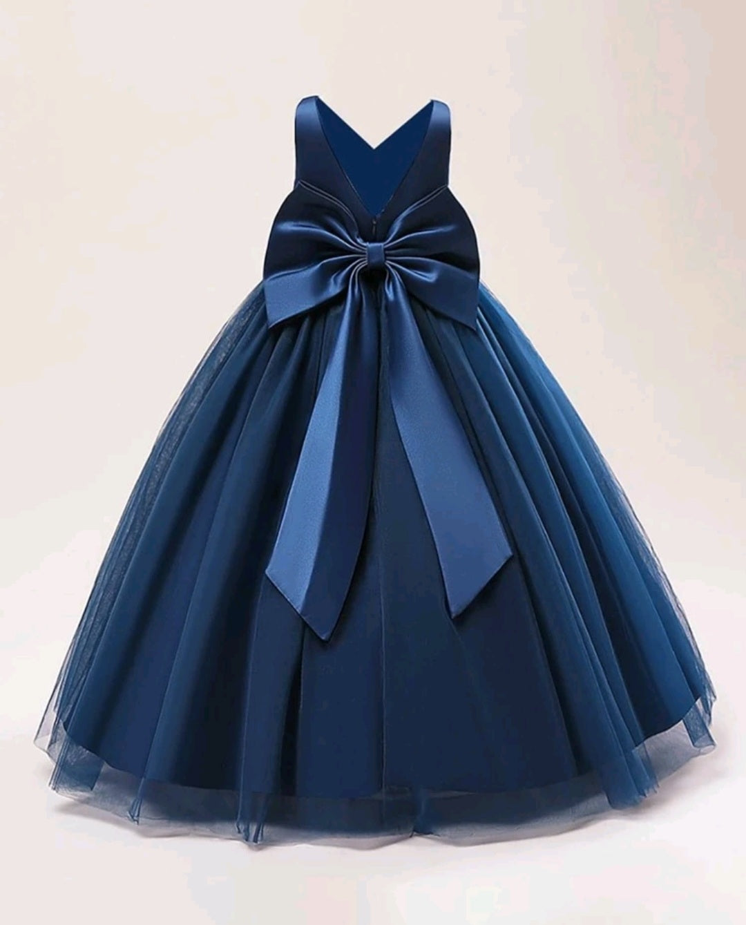 Navy Special Occasions Dress with Big Bow