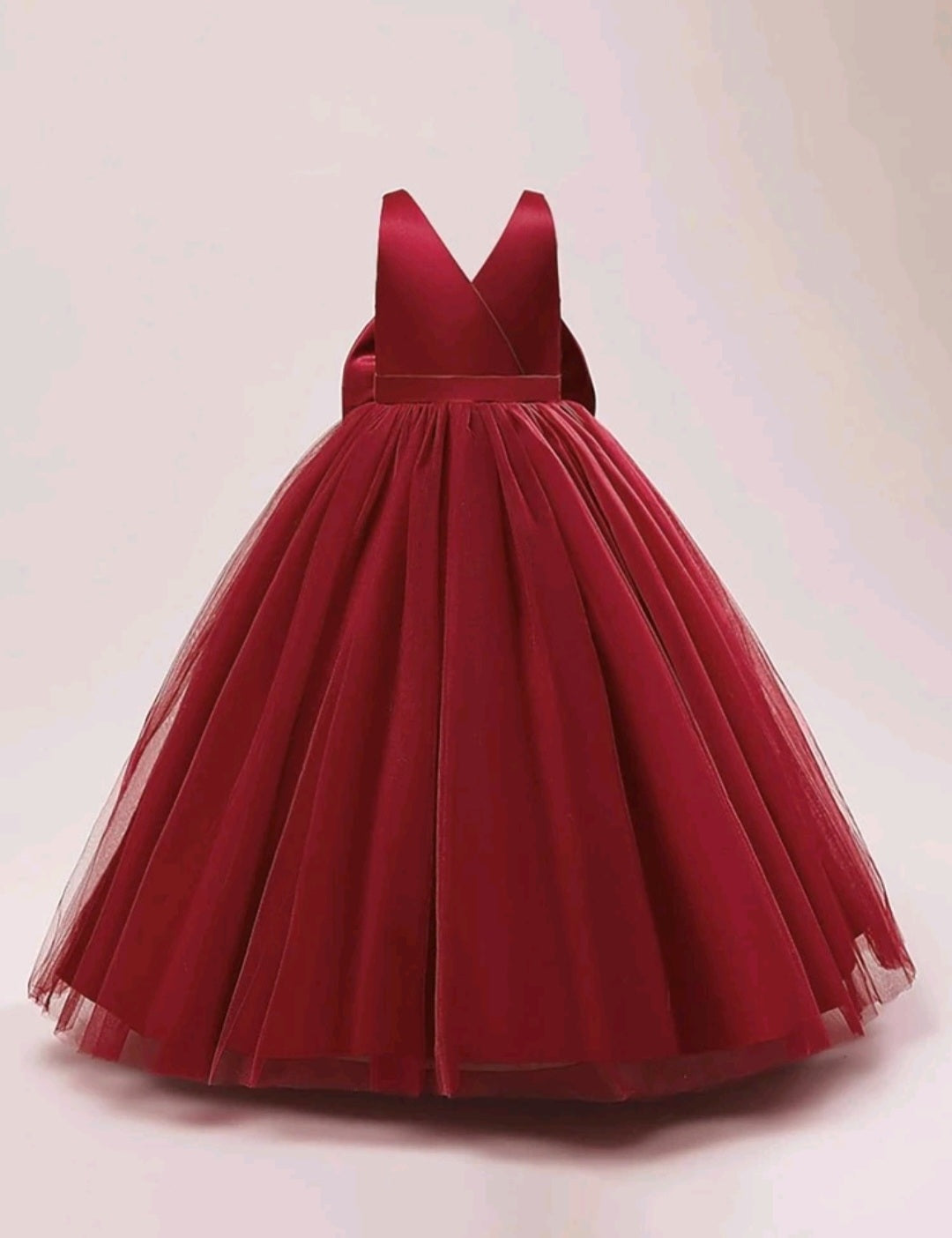 Maroon Special Occasions Dress with Big Bow 