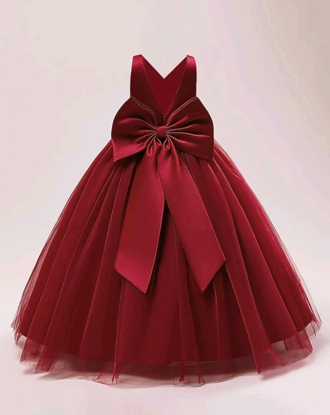 Maroon Special Occasions Dress with Big Bow 