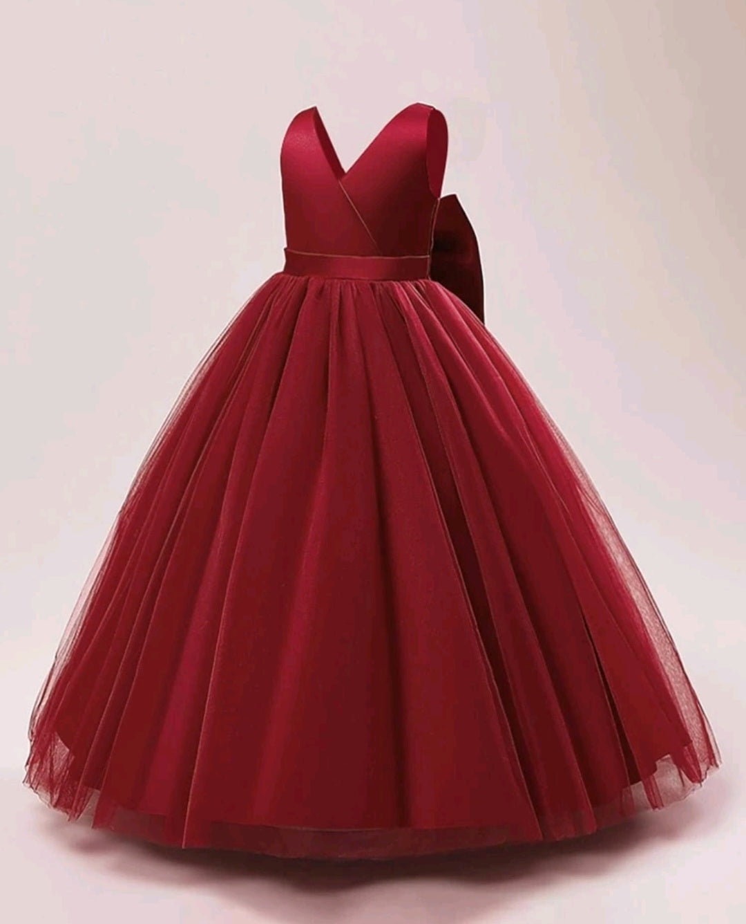 Maroon Special Occasions Dress with Big Bow 