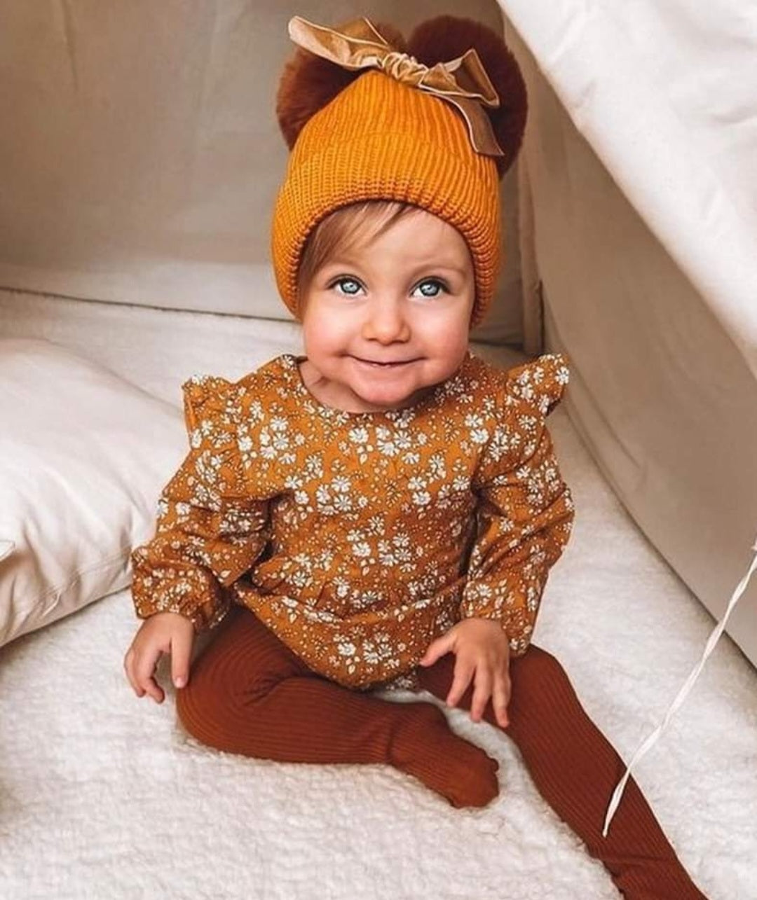 Mustard Floral Balloon Romper
