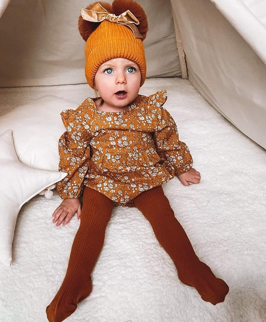 Mustard Floral Balloon Romper