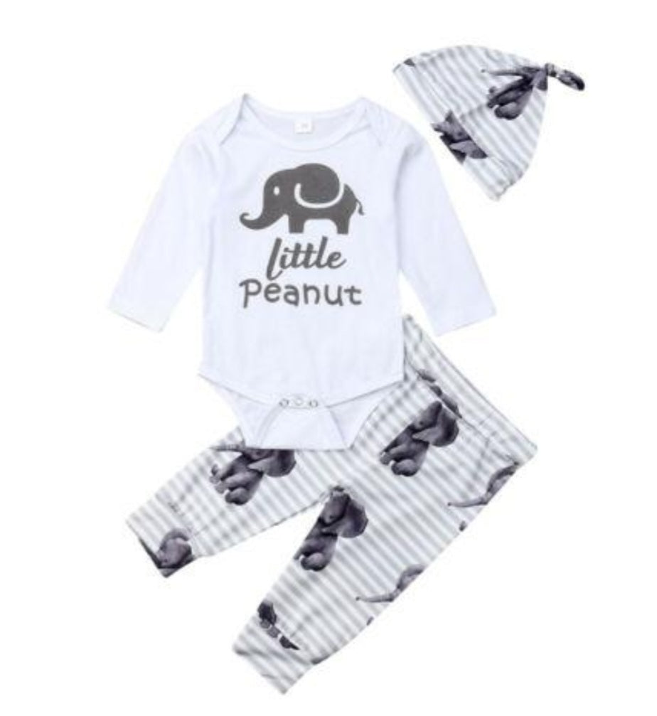 Little Peanut Elephant Romper with High Wasted Pants and Pumpkin Hat 
