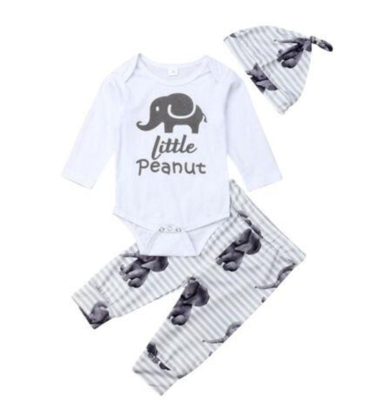 Little Peanut Elephant Romper with High Wasted Pants and Pumpkin Hat 200028