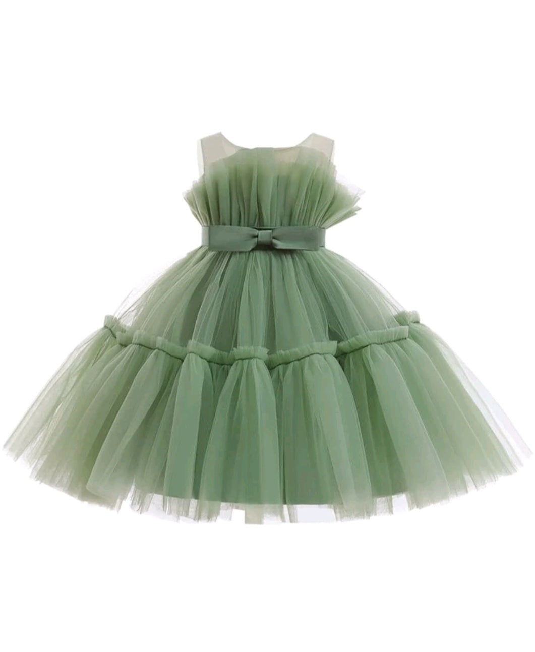 Sage Green Ruffle Special Occasions Dress #1001193