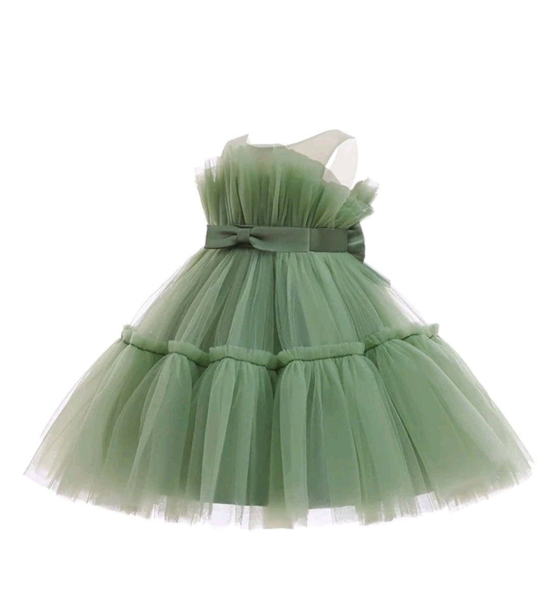 Sage Green Ruffle Special Occasions Dress #1001193