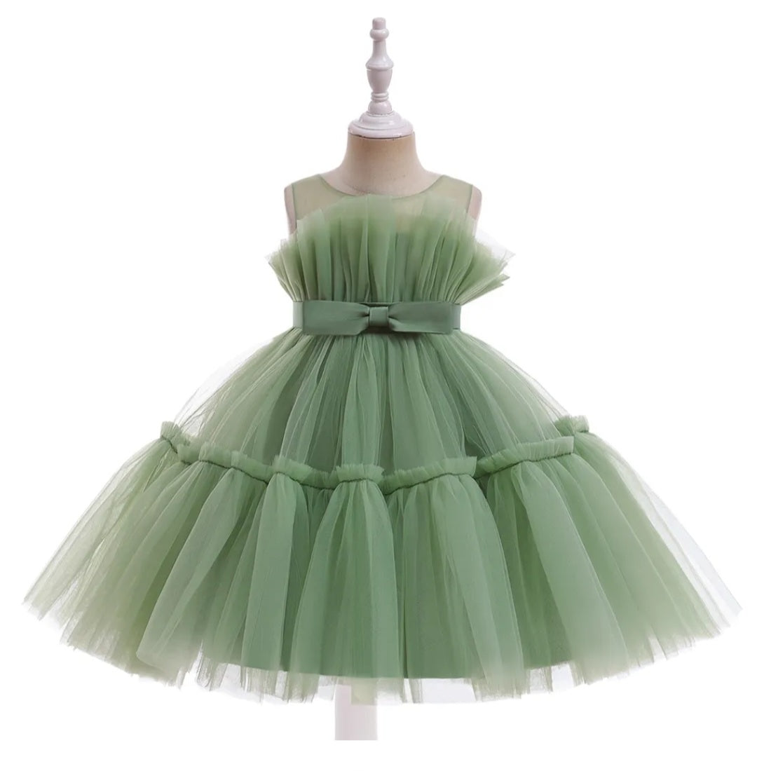 Sage Green Ruffle Special Occasions Dress  