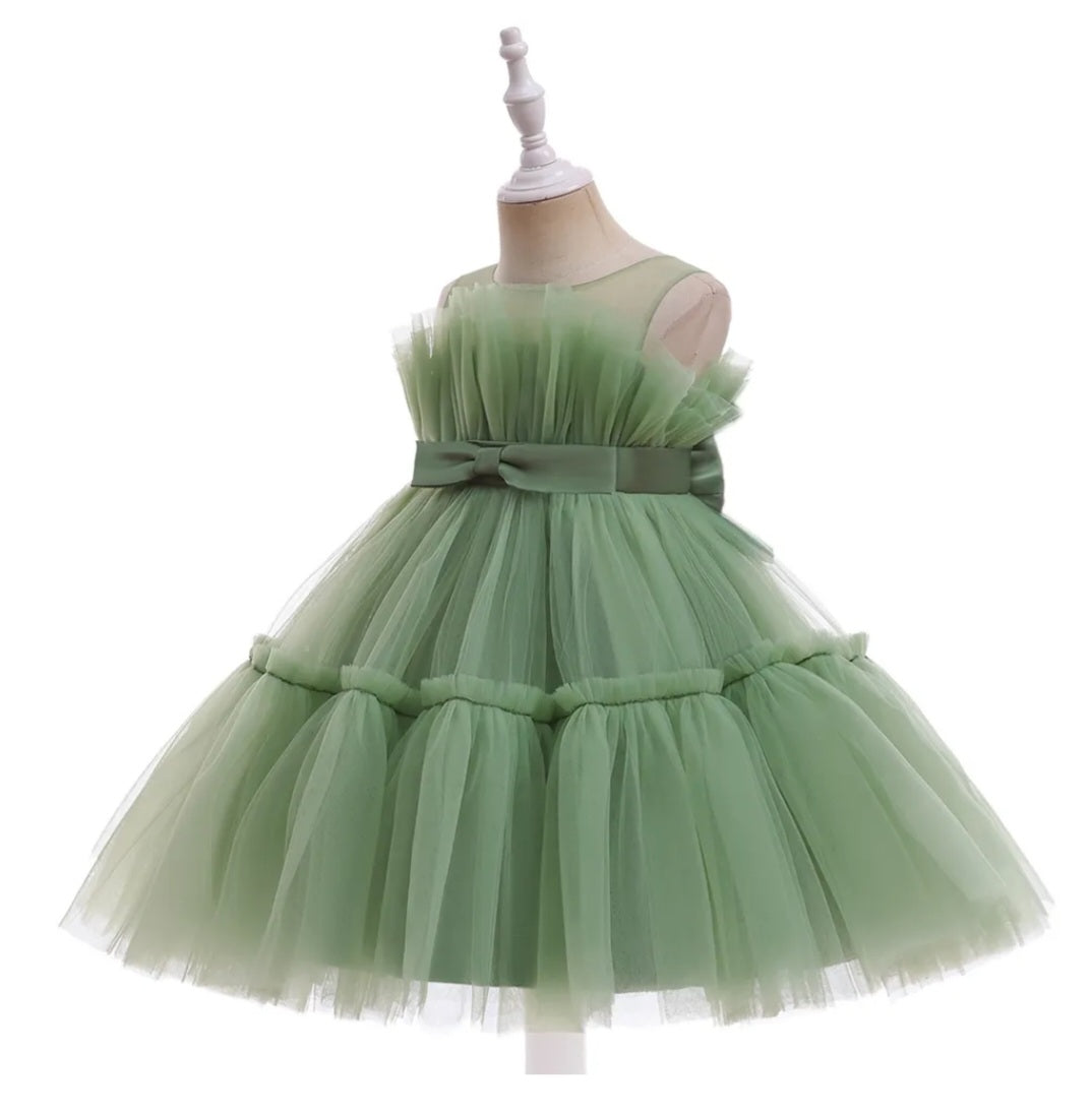 Sage Green Ruffle Special Occasions Dress  