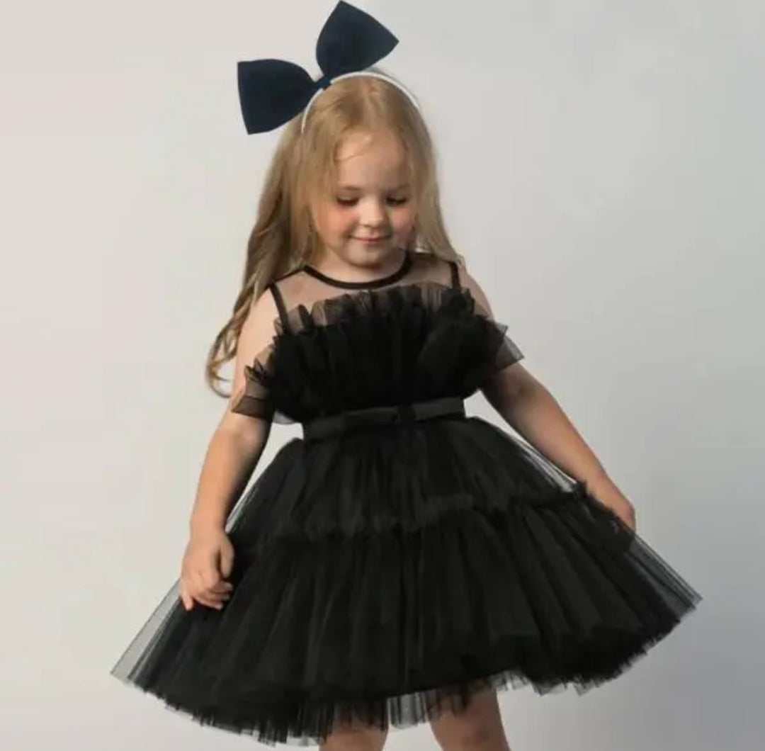 Black Princess Ruffle Dress #1001116