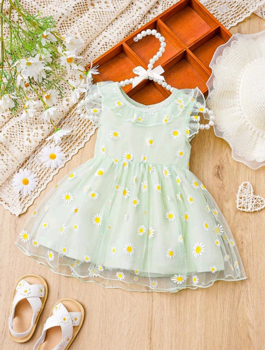 Green Daisy Tulle Dress