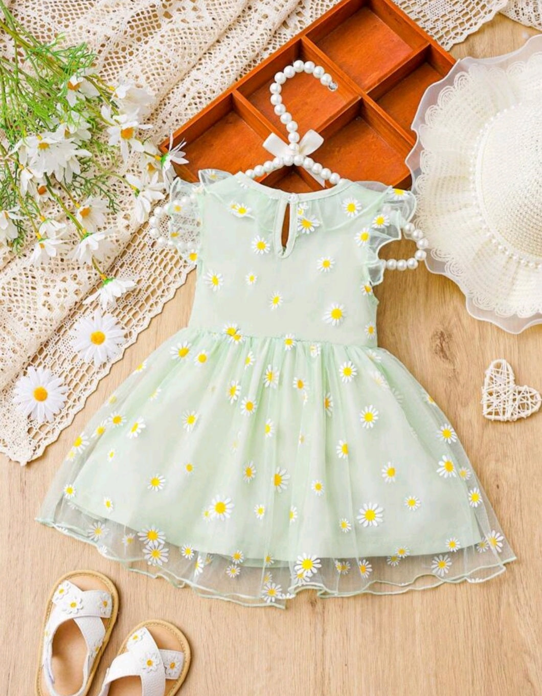 Green Daisy Tulle Dress