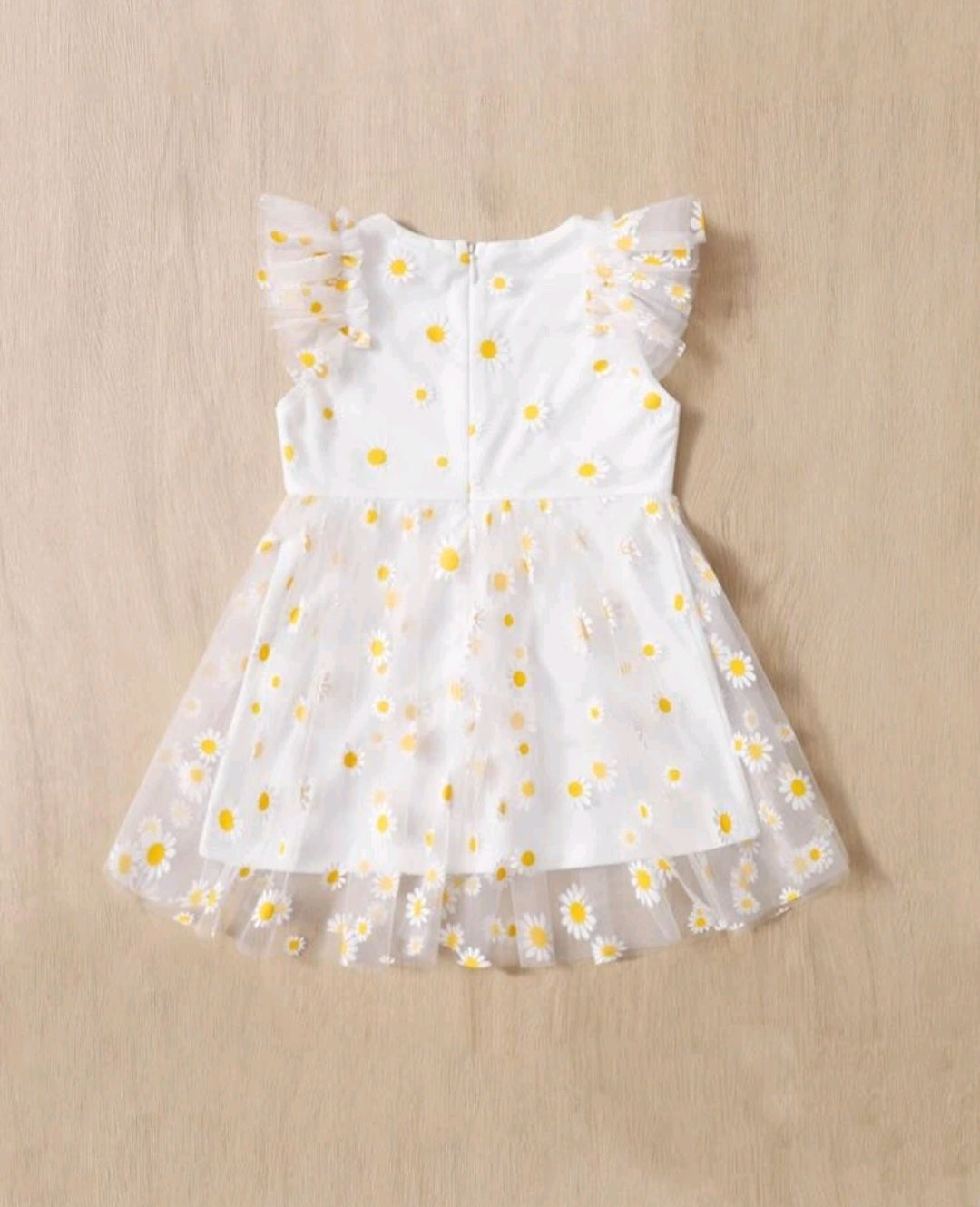 White Daisy Dress Ruffle Sleeve