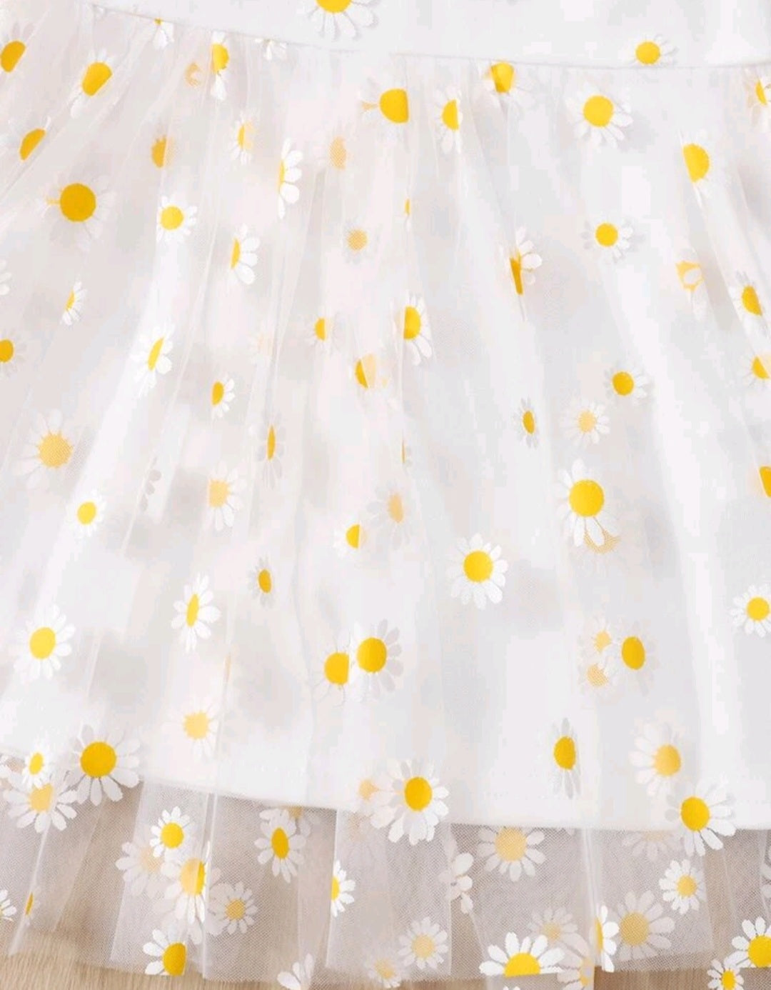 White Daisy Dress Ruffle Sleeve