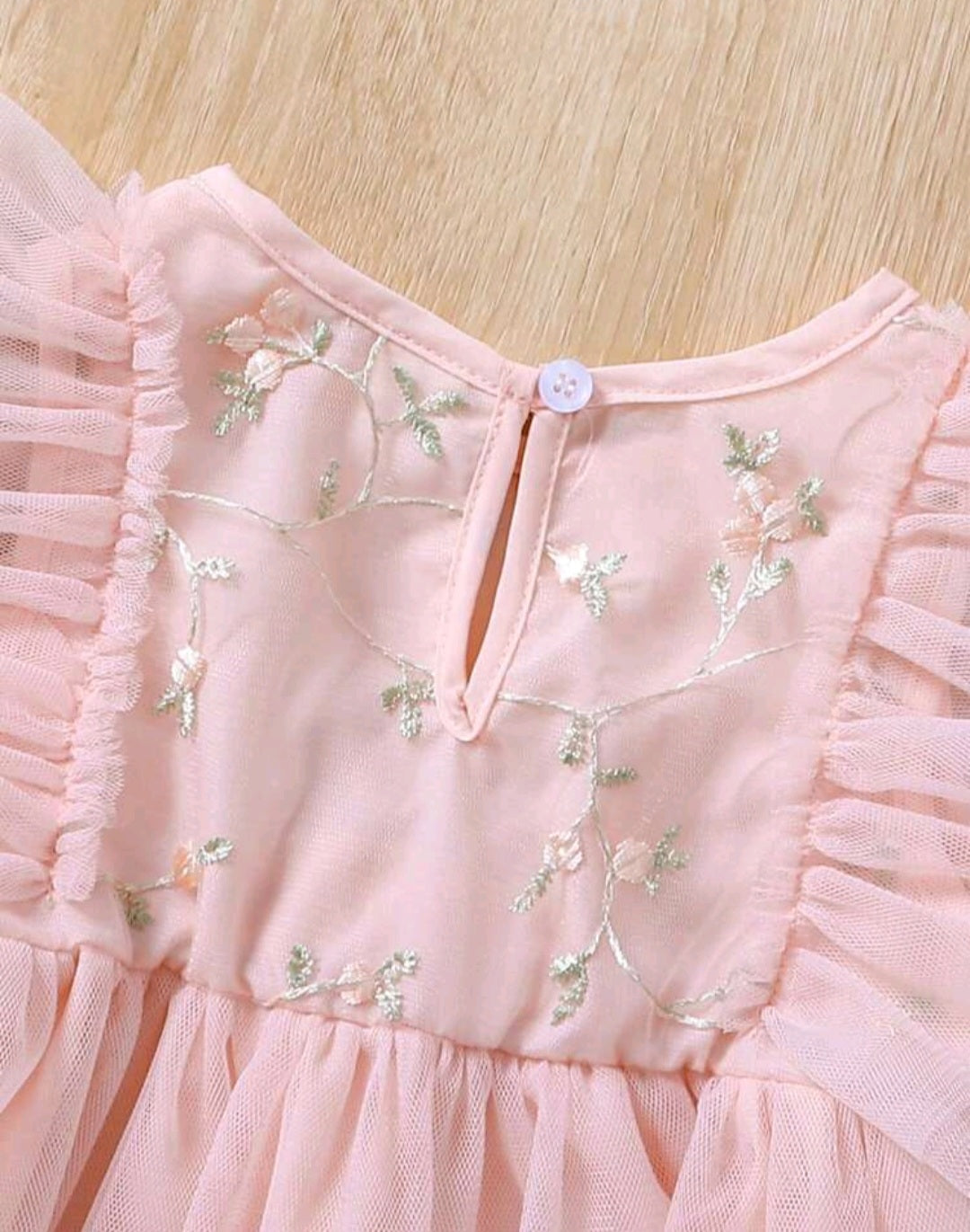 Pink Tulle Embroidered Bust Dress