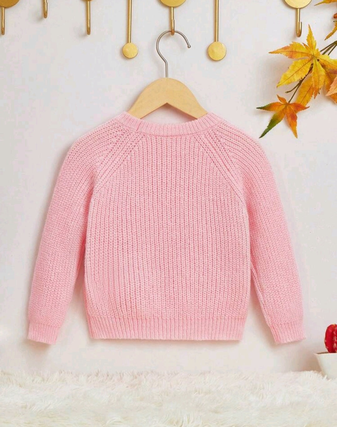 Pink Cable Knitted Sweater with Bow Detail