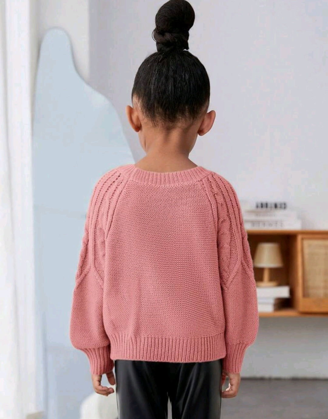 Dusty Pink Crewnek Cable Knited Sweater