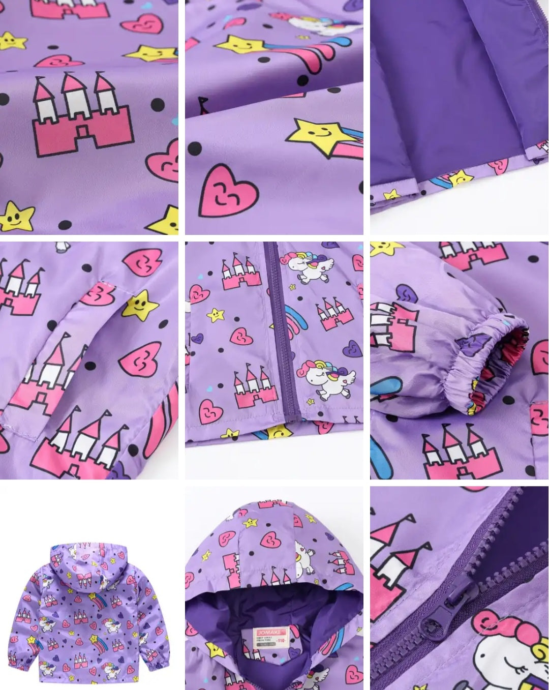 Purple Unicorn Hooded Windbreaker