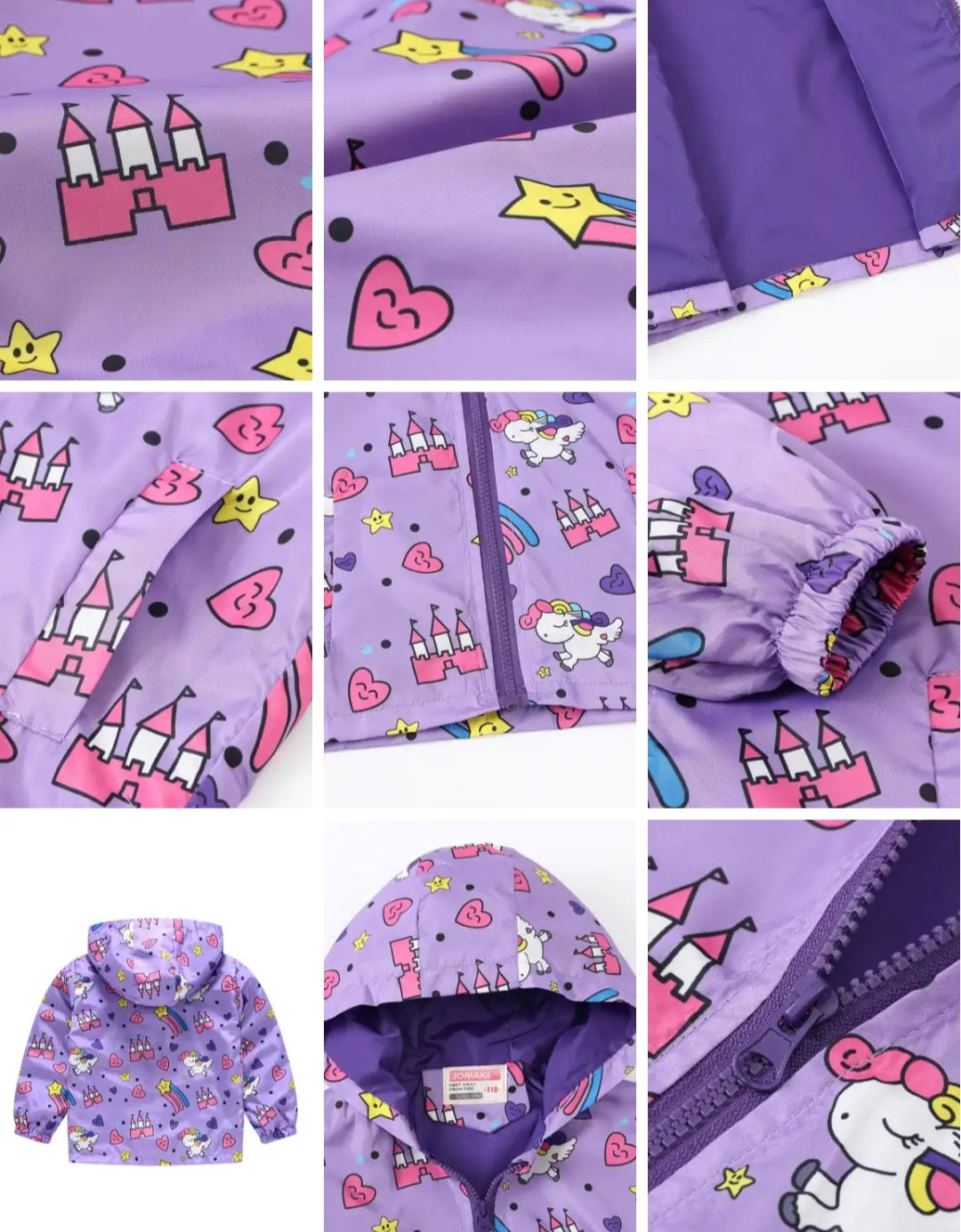 Purple Unicorn Hooded Windbreaker