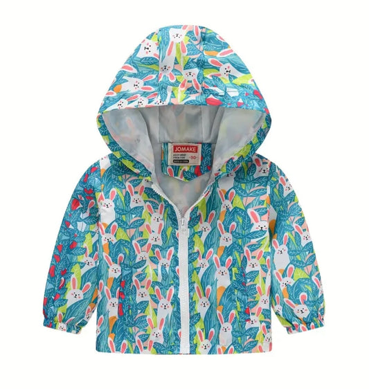 Teal Hooded Bunny Windbreaker