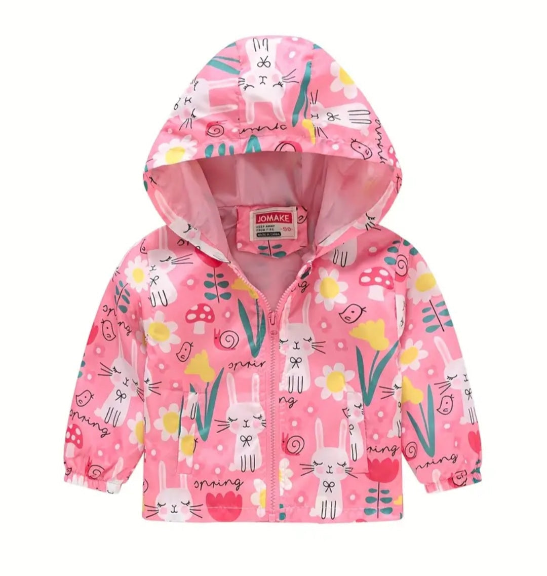 Pink Bunny Hooded Windbreaker