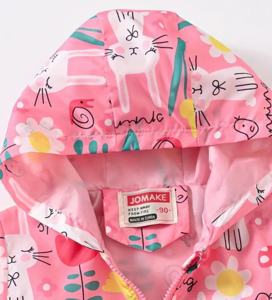 Pink Bunny Hooded Windbreaker
