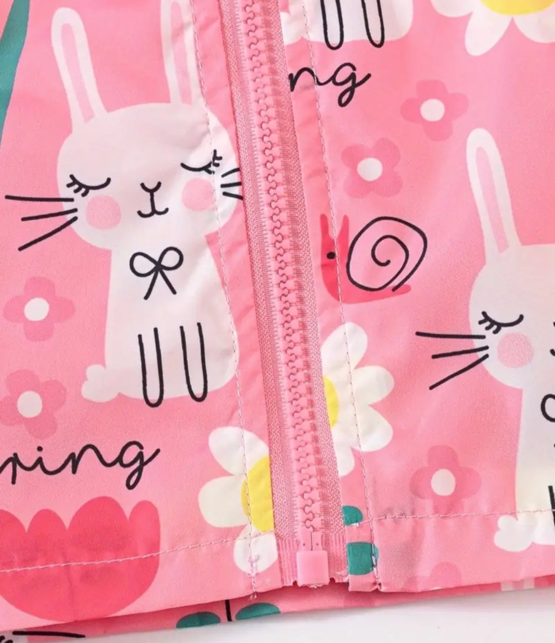 Pink Bunny Hooded Windbreaker
