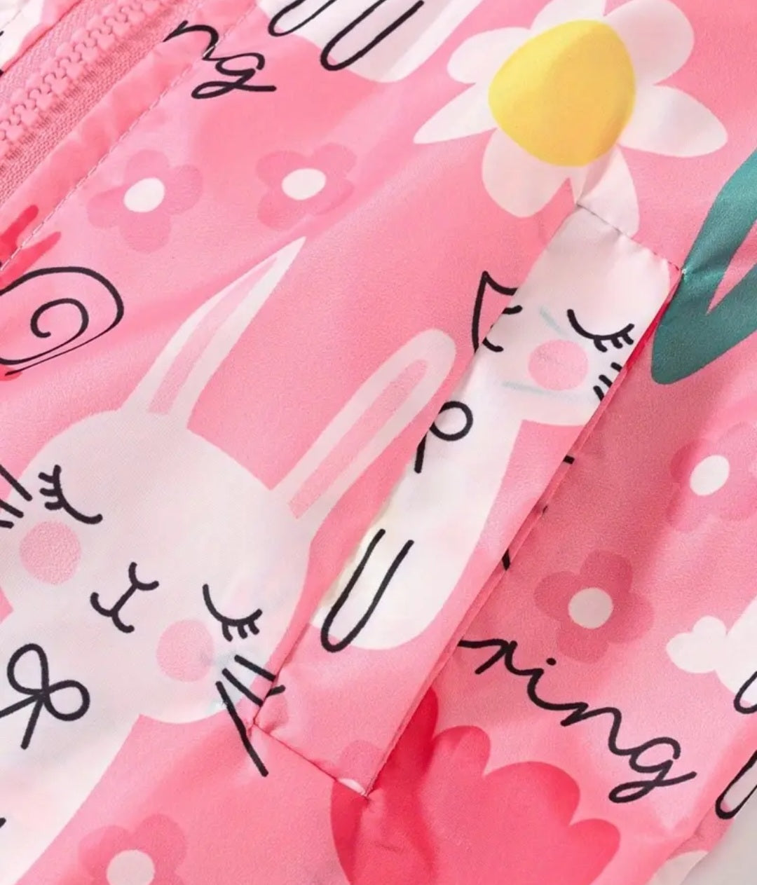 Pink Bunny Hooded Windbreaker