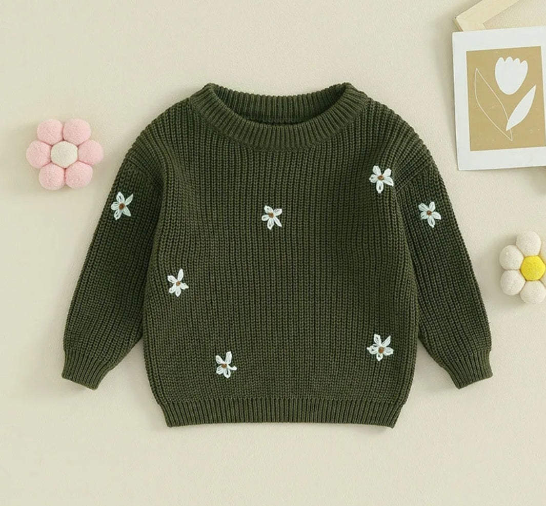 Olive Floral Sweater