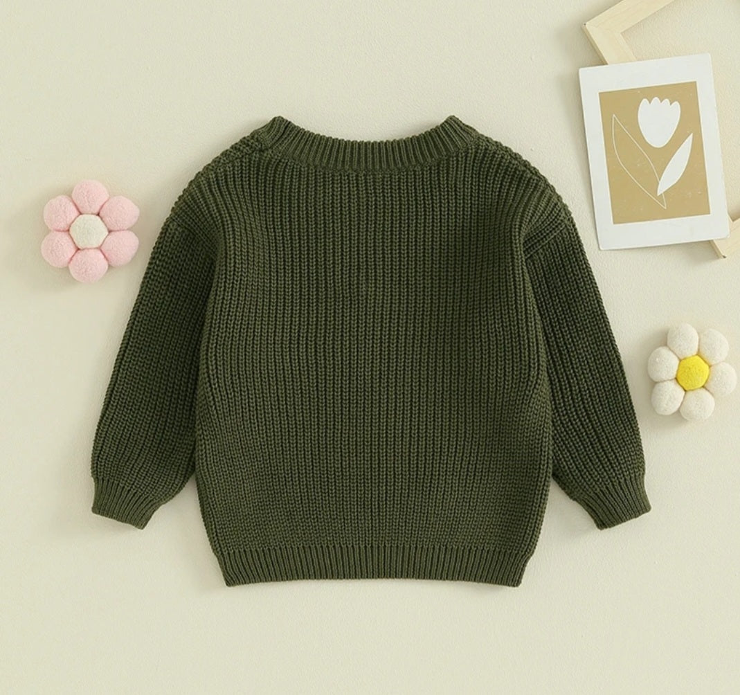 Olive Floral Sweater #1000226