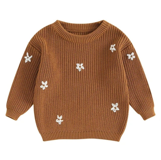 Tan Floral Sweater