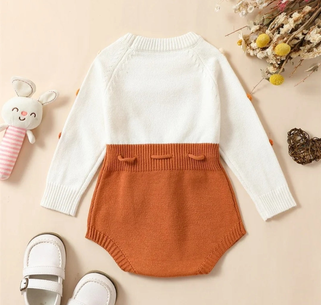 Luxury Knitwear Two-toned Romper  Ombre,  Tan and Burned Orange 