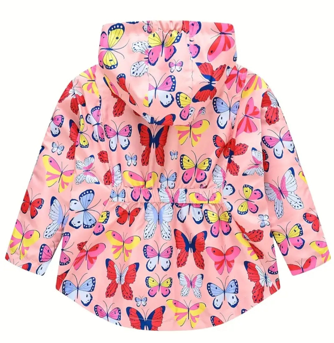 Peachy Pink Hooded Butterfly Windbreaker Coat