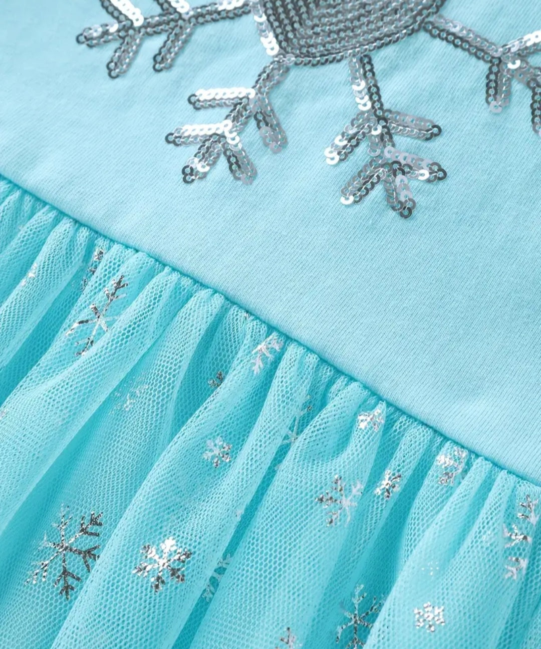 Blue Snow Princess Dress with Embroidered Snowflake