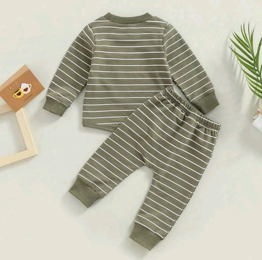 Army Crewnek Striped Activewear Set