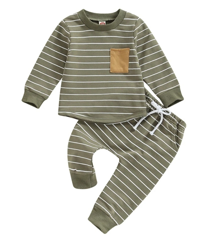 Army Crewnek Striped Activewear Set #2000375