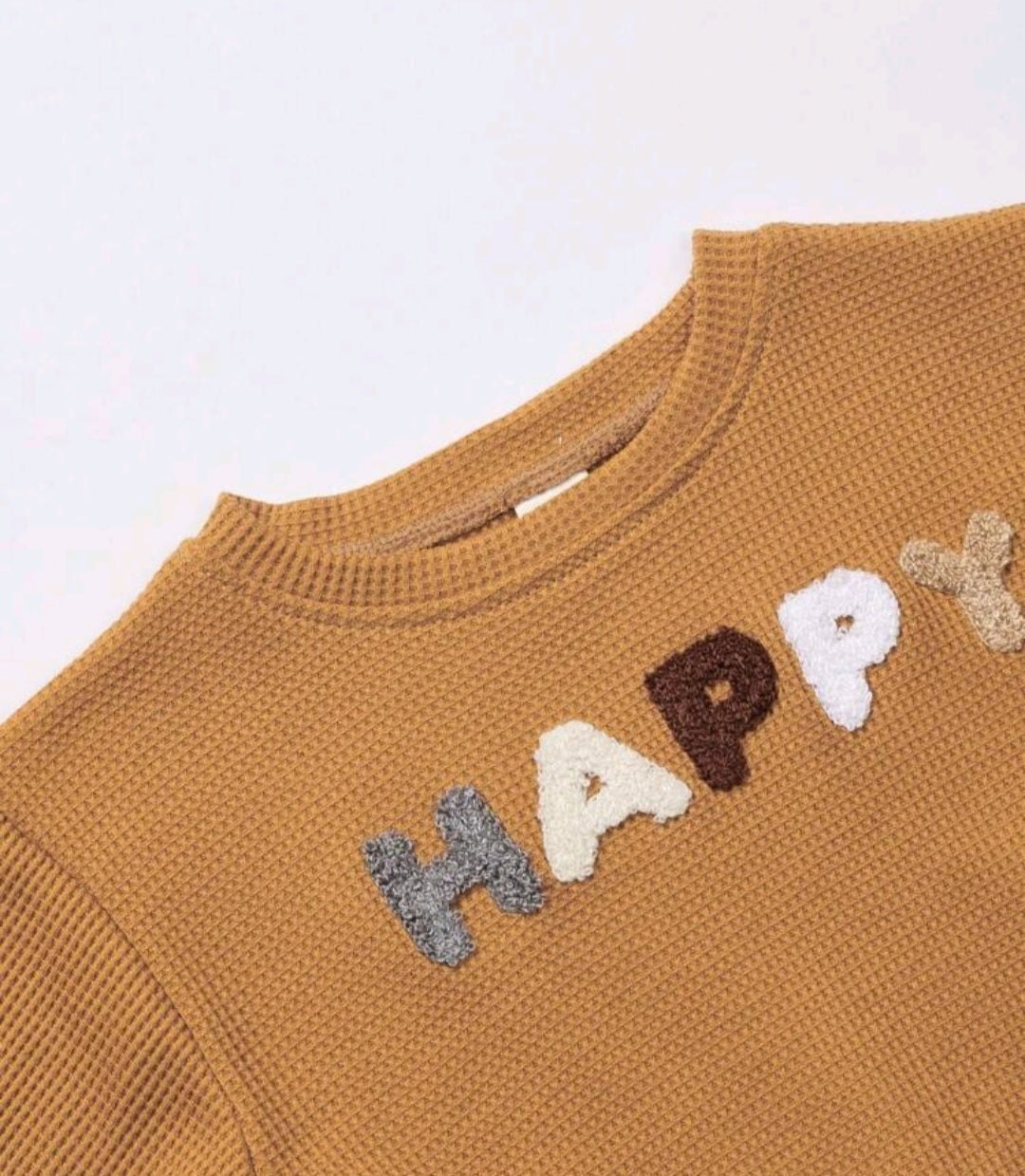 Mustard Happy Crewneck Gender Neutral Activewear Set