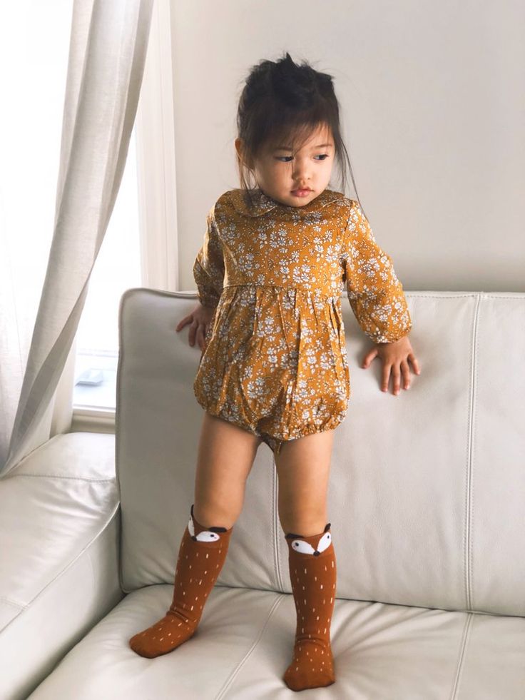 Mustard Floral Balloon Romper