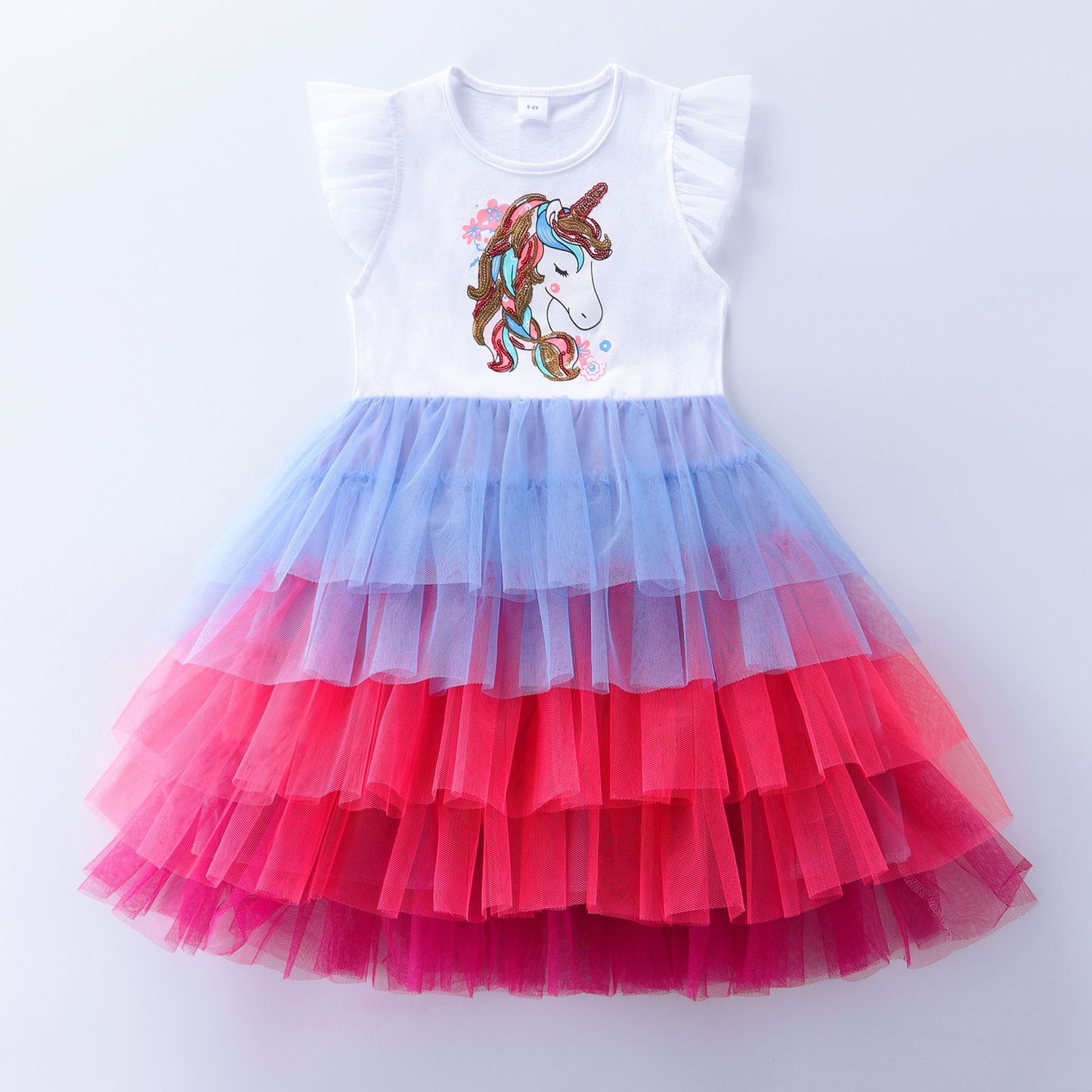 Unicorn ruffles short sleeve dress